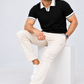 Noir Edge Contrast Trim Textured Polo T-Shirt for Men
