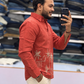 Men’s Coral Orange Tropical Palm Embroidered Kurta Shirt | Modern Resort-Inspired Ethnic Wear