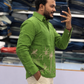Men’s Leaf Green Tropical Landscape Embroidered Kurta | Contemporary Festive Shirt Style