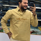 Men's Mustard Yellow Striped Kurta Shirt – Stylish Full Sleeve Ethnic Casual Wear
