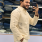 Men’s Ivory Cream Printed Kurta Shirt | Contemporary Ethnic Wear with Artistic Detailing