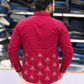 Men’s Wine Pink Palm Tree Embroidered Kurta | Contemporary Festive Wear for Men