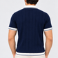 Midnight Crest Textured Contrast Polo T-Shirt for Men