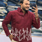 Men’s Wine Maroon Cactus Art Embroidered Kurta | Contemporary Designer Ethnic Shirt