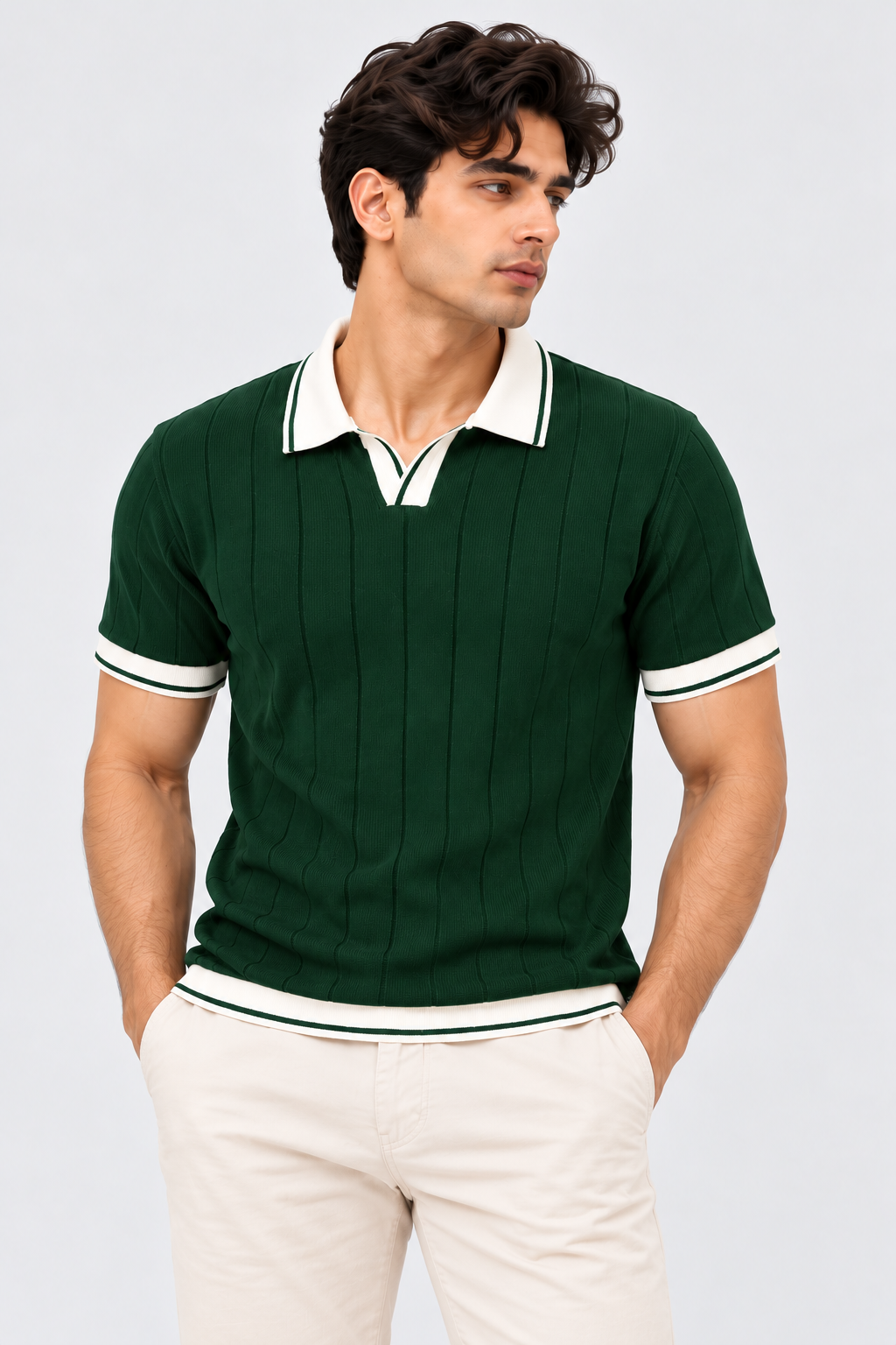 Evergreen Luxe Contrast Polo T-Shirt for Men