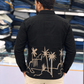 Men’s Midnight Black Tropical Palm Embroidered Kurta | Bold Contemporary Ethnic Wear