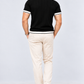 Noir Edge Contrast Trim Textured Polo T-Shirt for Men