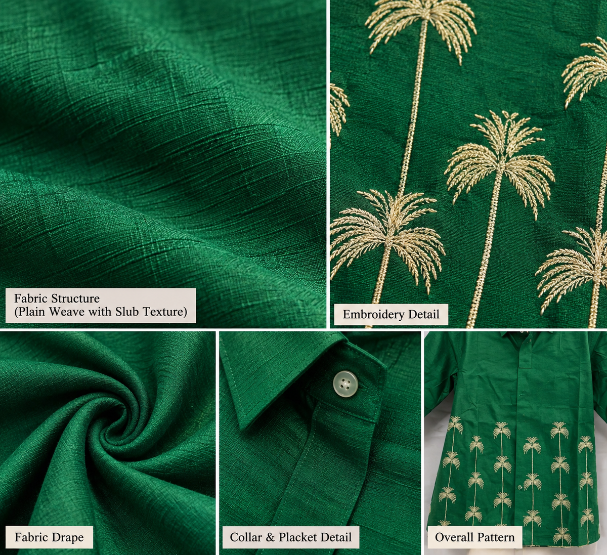 Men’s Emerald Green Palm Embroidered Kurta Shirt | Premium Festive Ethnic Wear