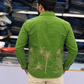 Men’s Leaf Green Tropical Landscape Embroidered Kurta | Contemporary Festive Shirt Style