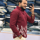 Men’s Wine Maroon Cactus Art Embroidered Kurta | Contemporary Designer Ethnic Shirt