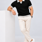 Noir Edge Contrast Trim Textured Polo T-Shirt for Men