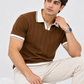 Cocoa Royale Textured Contrast Polo T-Shirt for Men