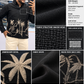 Men’s Midnight Black Tropical Palm Embroidered Kurta | Bold Contemporary Ethnic Wear