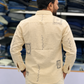 Men’s Ivory Cream Printed Kurta Shirt | Contemporary Ethnic Wear with Artistic Detailing