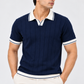Midnight Crest Textured Contrast Polo T-Shirt for Men