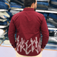 Men’s Wine Maroon Cactus Art Embroidered Kurta | Contemporary Designer Ethnic Shirt