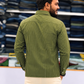 Men's Olive Green Striped Kurta Shirt – Stylish Full Sleeve Ethnic Casual Wear