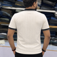 Men's Premium Cream Textured Polo T-Shirt with Black Collar and Striped Details