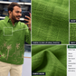 Men’s Leaf Green Tropical Landscape Embroidered Kurta | Contemporary Festive Shirt Style