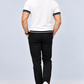 Men's Premium White Textured Polo T-Shirt with Black Collar & Contrast Trim