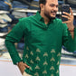 Men’s Emerald Green Palm Embroidered Kurta Shirt | Premium Festive Ethnic Wear