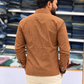 Men's Rust Brown Striped Kurta Shirt – Stylish Full Sleeve Ethnic Casual Wear