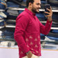 Men’s Wine Pink Palm Tree Embroidered Kurta | Contemporary Festive Wear for Men