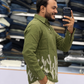 Men’s Olive Green Cactus Embroidered Slub Kurta Shirt | Textured Festive Ethnic Wear