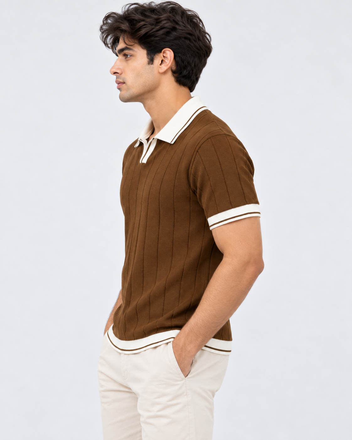 Cocoa Royale Textured Contrast Polo T-Shirt for Men