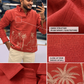 Men’s Coral Orange Tropical Palm Embroidered Kurta Shirt | Modern Resort-Inspired Ethnic Wear
