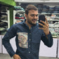 Men’s Navy Blue Cotton Shirt with Paisley Print Pocket