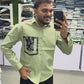 Men’s Olive Green Casual Cotton Shirt with Printed Designer Pocket – Trendy Stylish Smart Casual Shirt