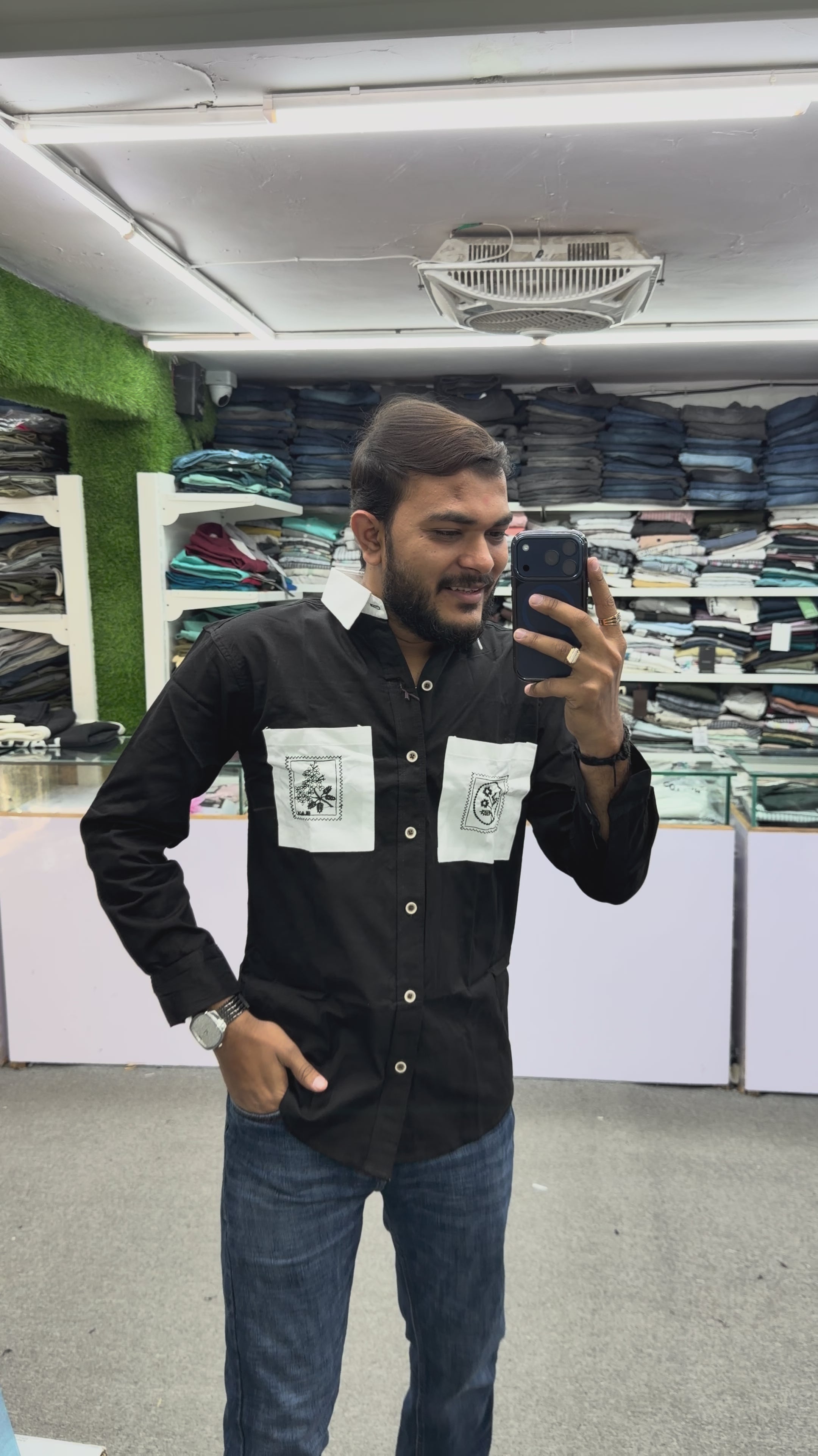 DESIGNER TWIN-POCKET PATCHWORK SHIRT