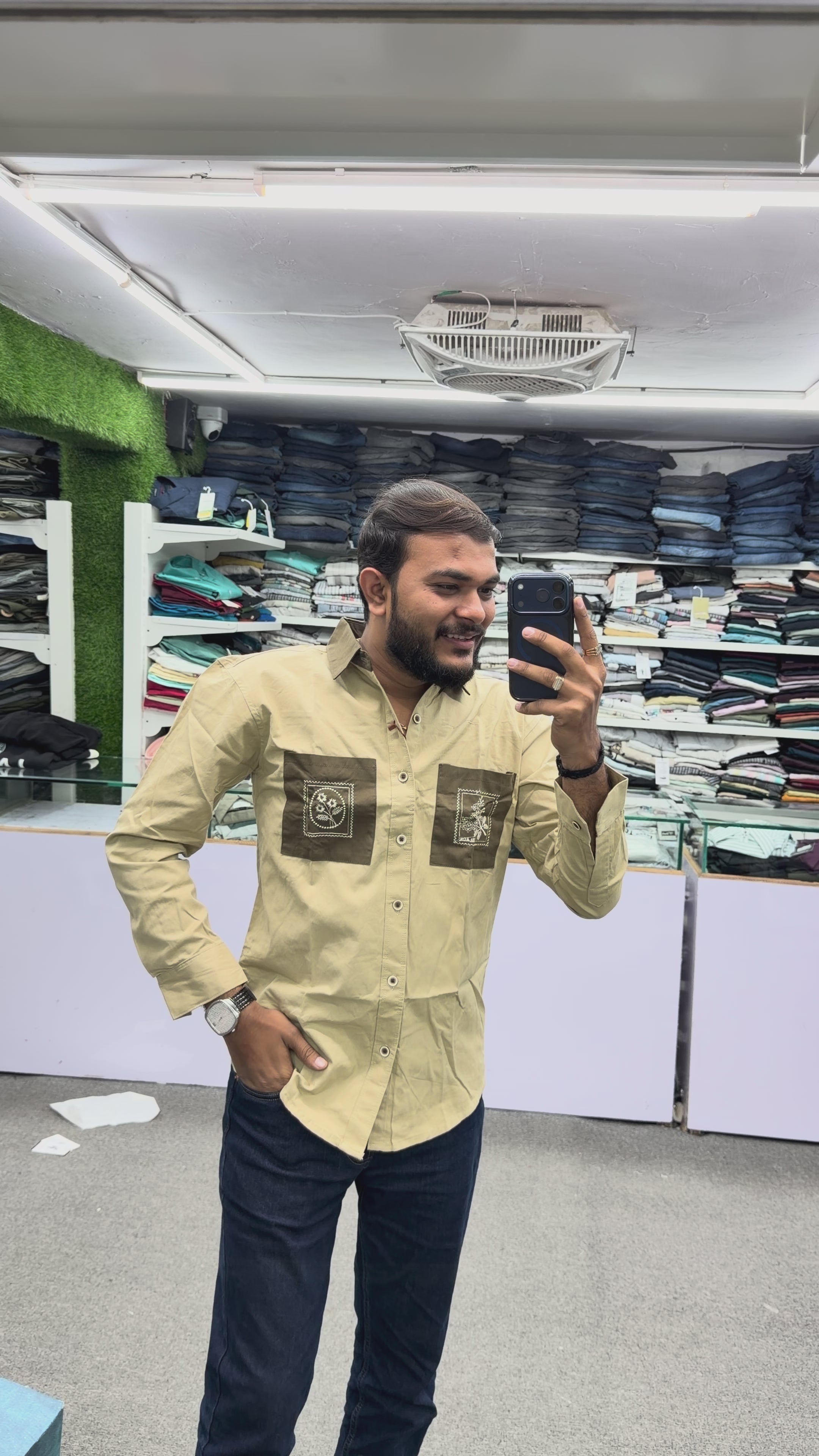 DESIGNER TWIN-POCKET PATCHWORK SHIRT