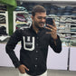 Men’s Black Graphic Print Shirt with Contrast Pocket – Stylish Street Style Cotton Shirt