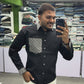 Men’s Black Designer Shirt with Pattern Pocket & Contrast Collar/Cuff – Premium Stylish Casual Shirt for Men