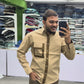 Men’s Khaki Casual Cotton Shirt with Contrast Brown Placket & Designer Pocket Panel – Premium Stylish Shirt