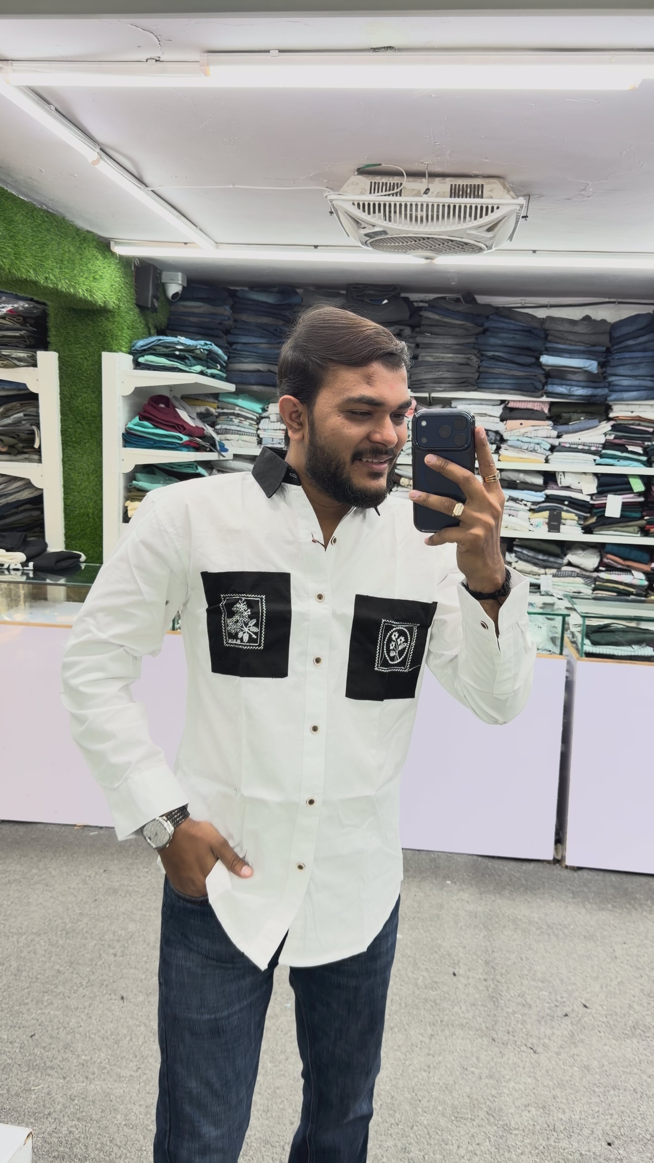 DESIGNER TWIN-POCKET PATCHWORK SHIRT