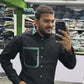 Men’s Black Cotton Shirt with Contrast Plaid Pocket – Stylish Casual Designer Shirt